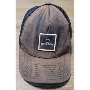Brixton Alpha Block Trucker Hat Brown & Black Mesh Snapback Cap